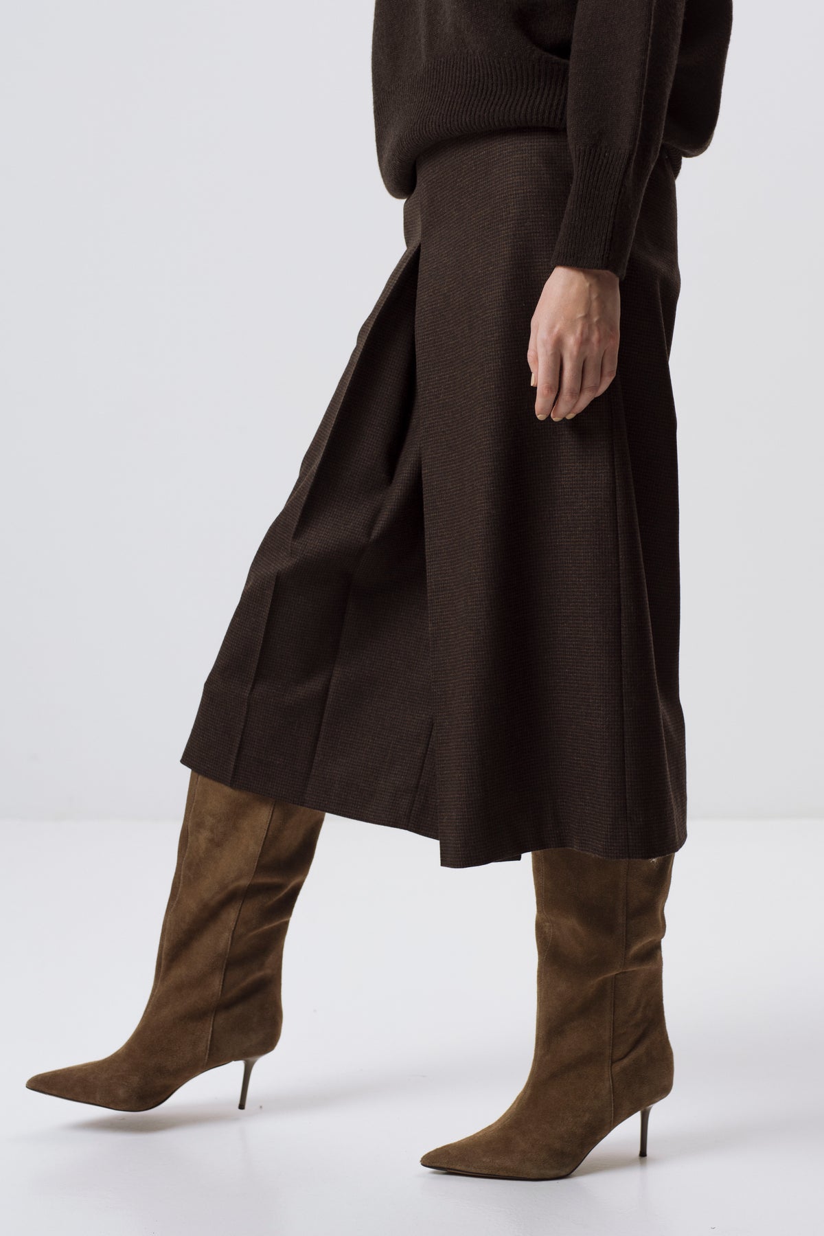 Dunkelbraune Culottes aus Wollmischung