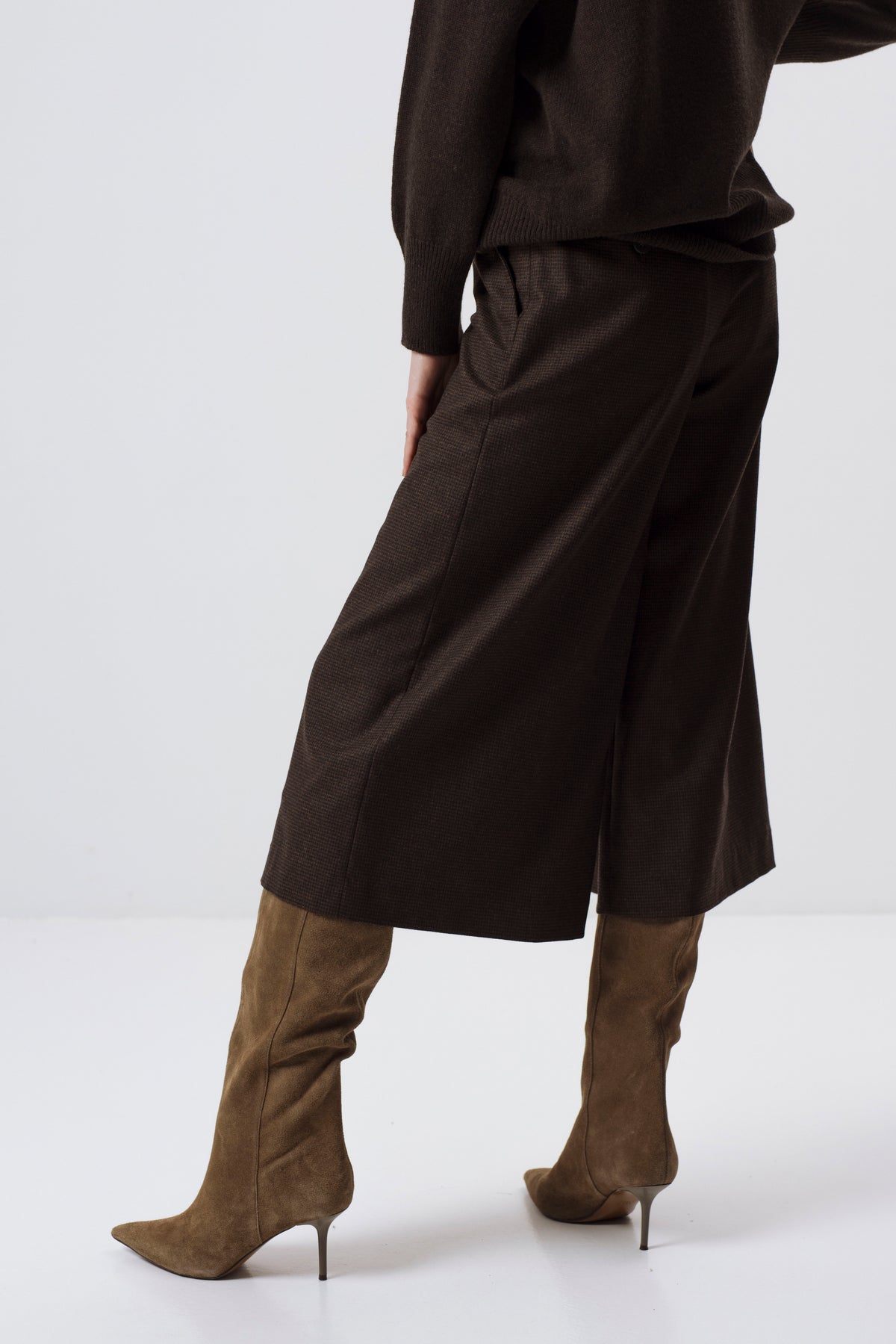 Dunkelbraune Culottes aus Wollmischung
