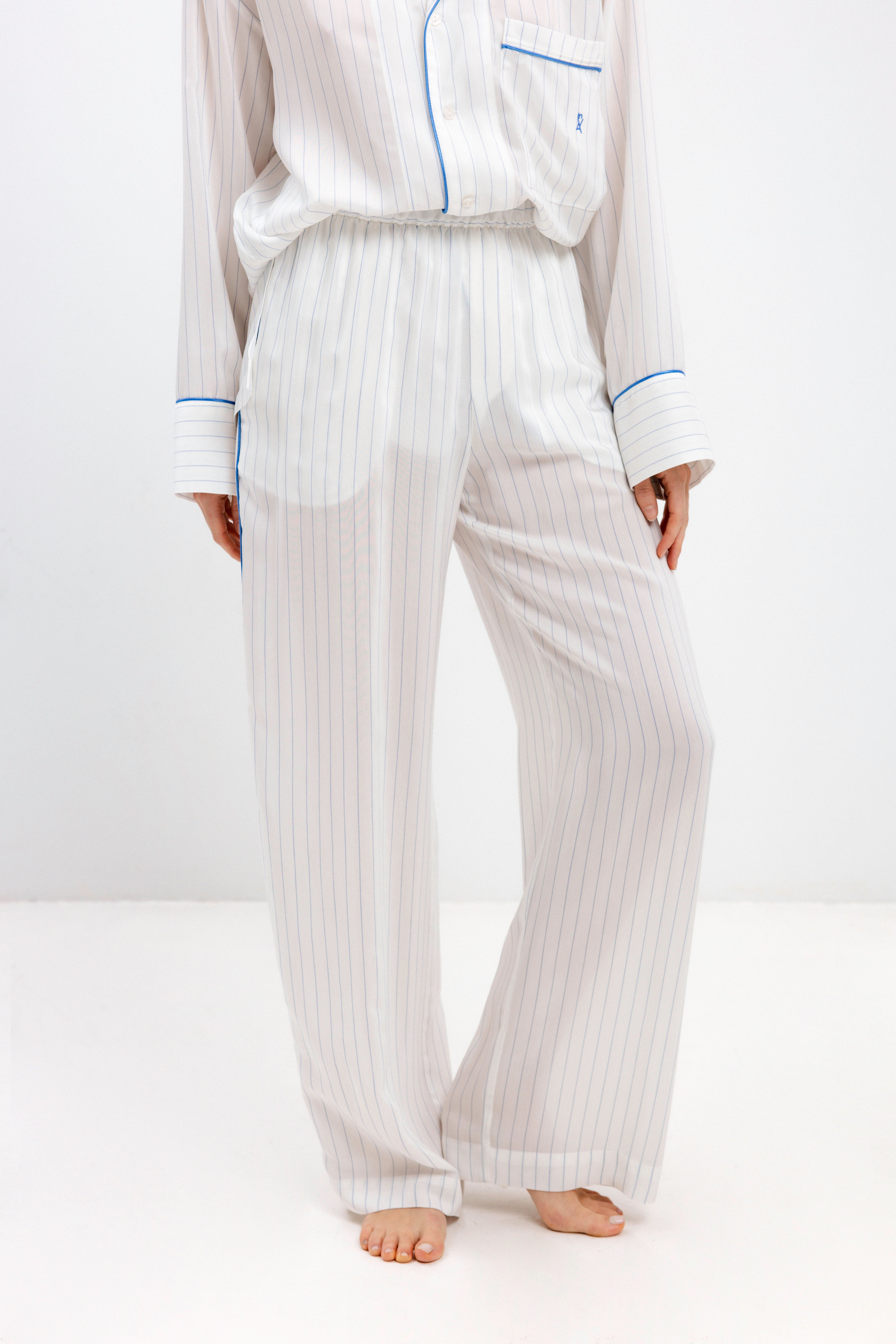 PYJAMA PANTS IN BLUE STRIPES - UNISEX