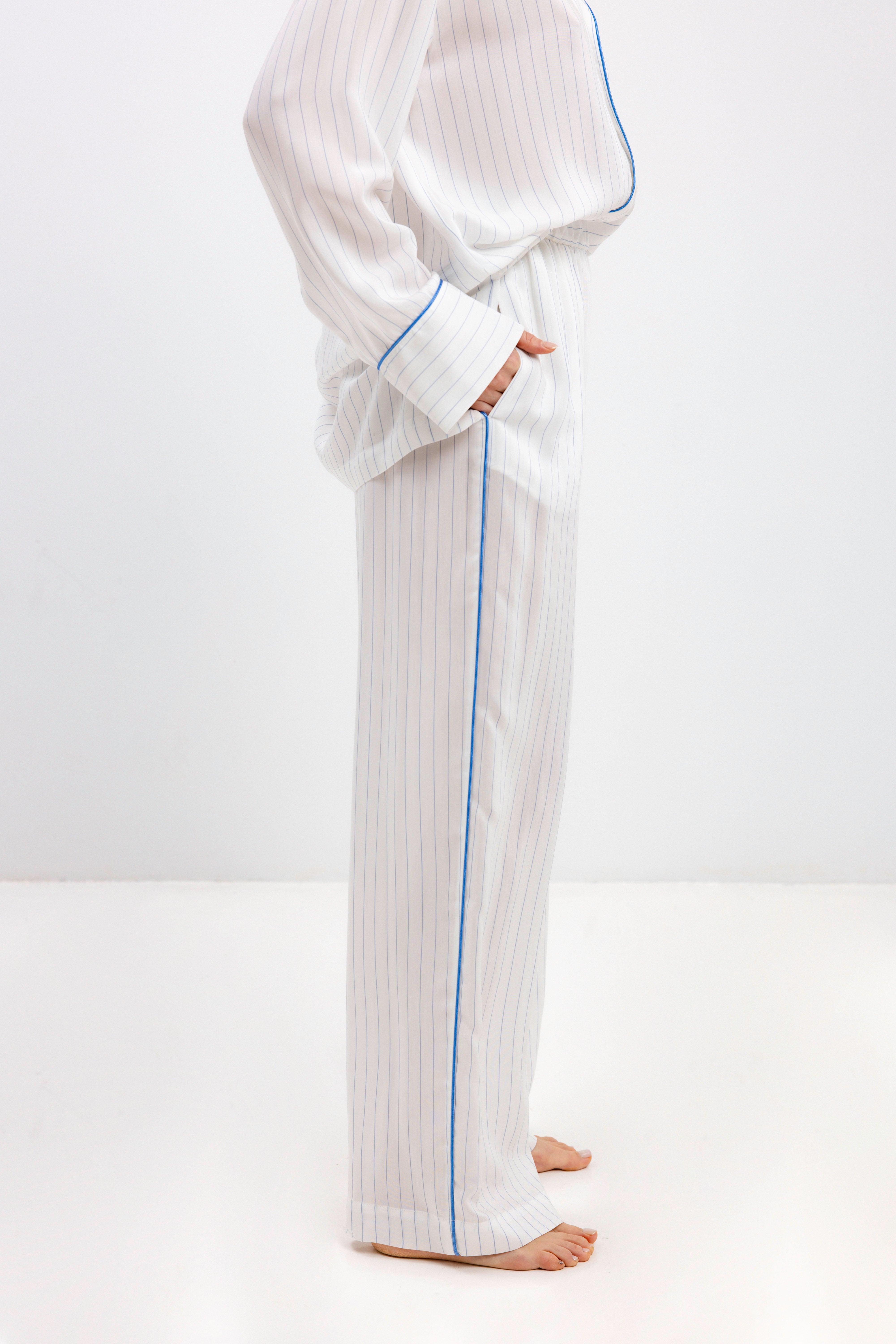 PYJAMA PANTS IN BLUE STRIPES - UNISEX