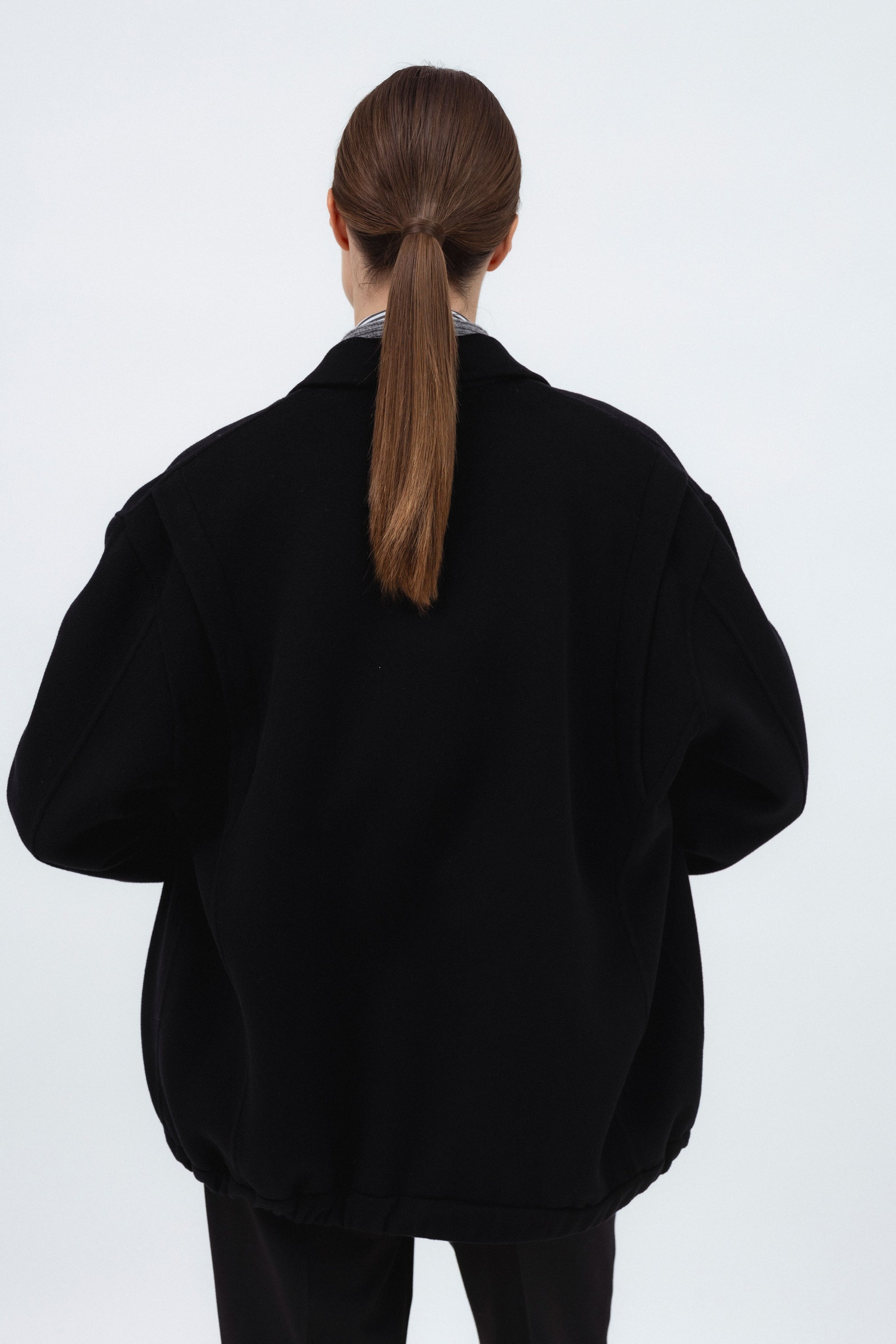 UNISEX BLACK DOUBLE-FACED SHORT COAT