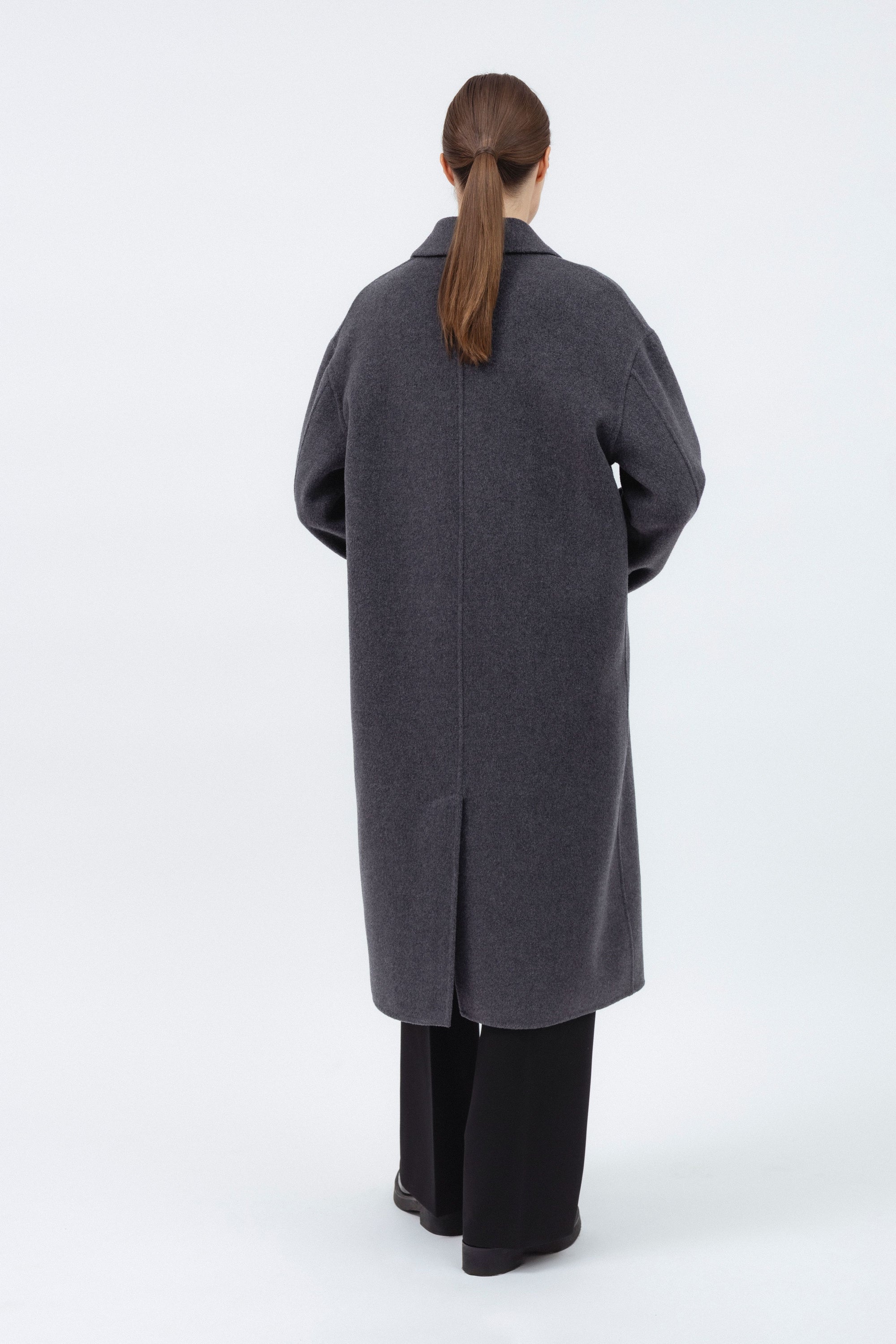 UNISEX GREY DOUBLE-FACED WOOL COAT