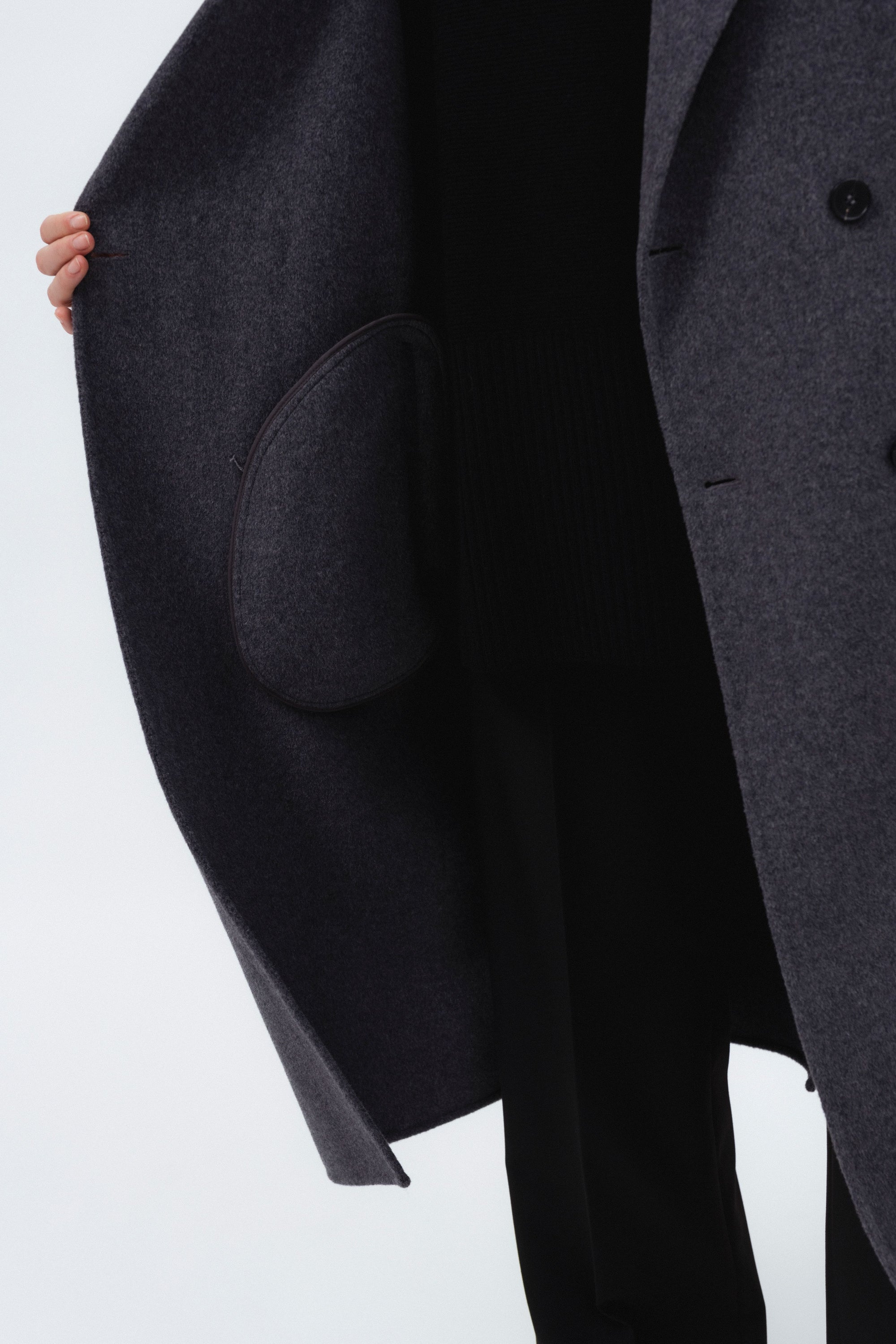 UNISEX GREY DOUBLE-FACED WOOL COAT