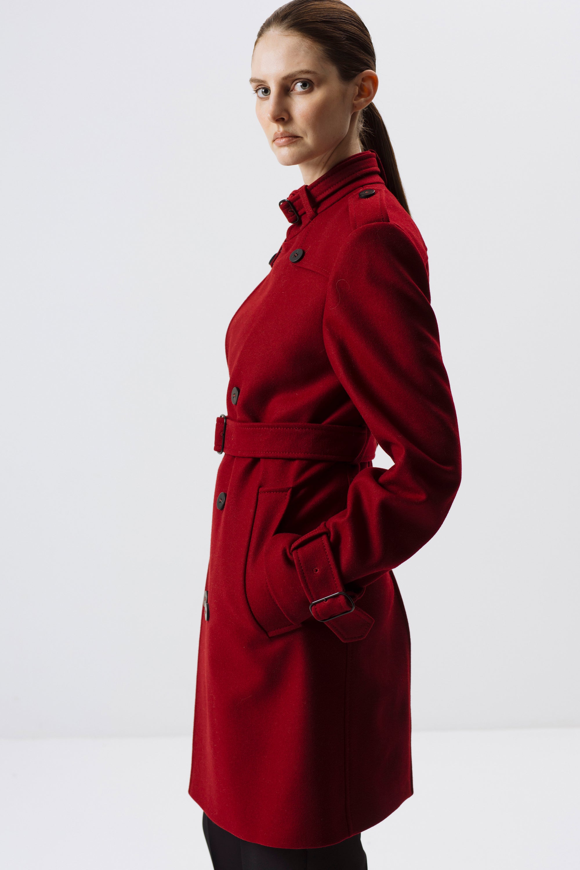 RED WOOL-BLEND UNISEX COAT