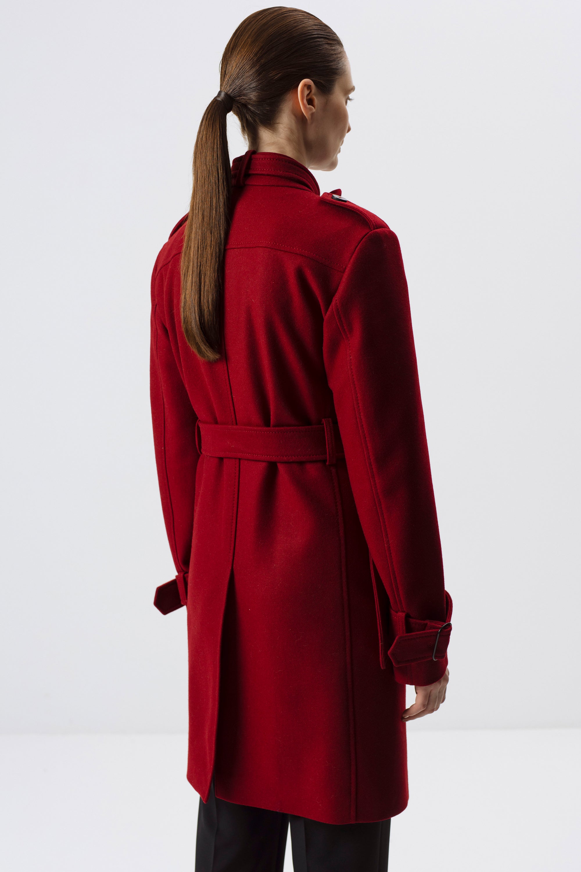 RED WOOL-BLEND UNISEX COAT