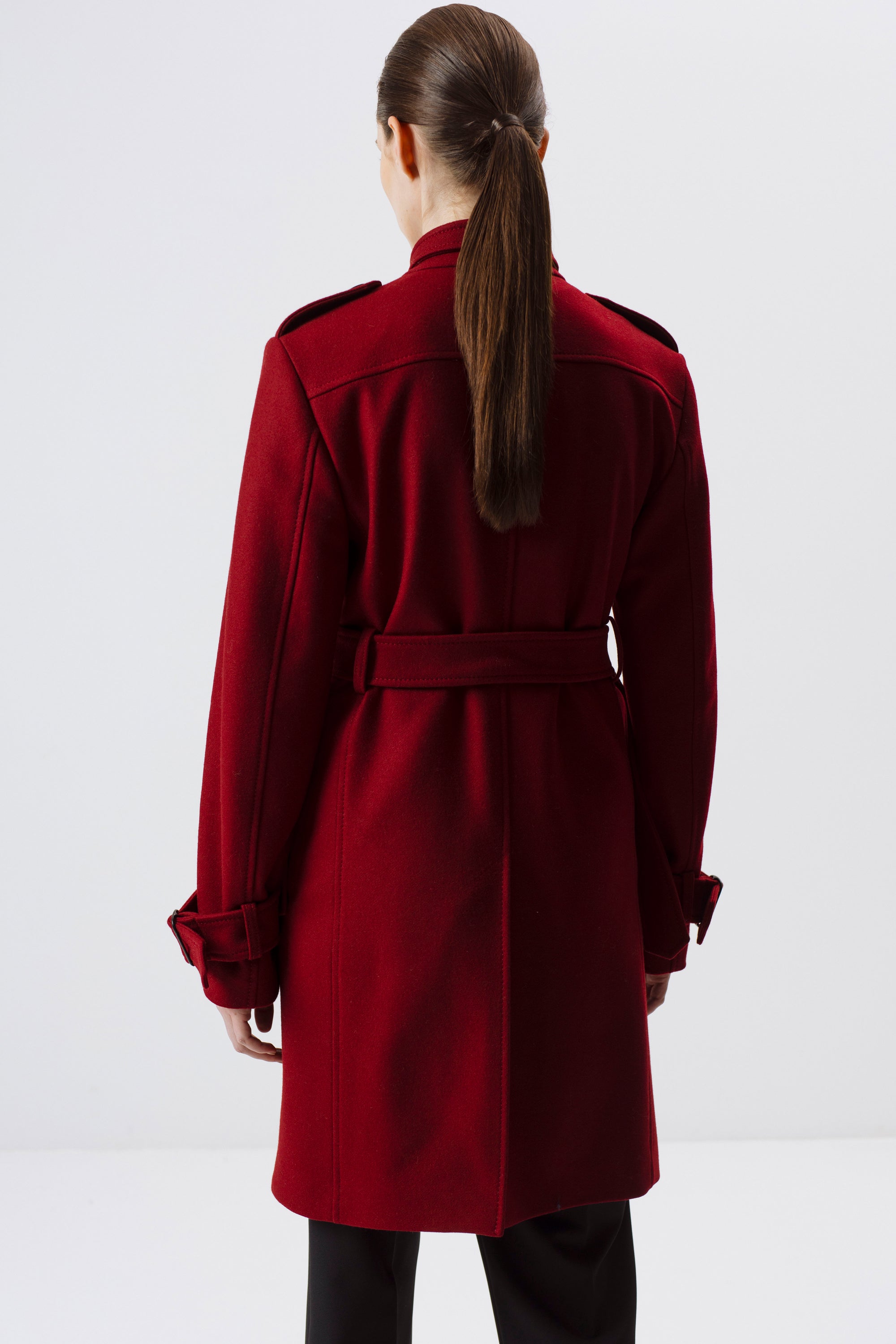 RED WOOL-BLEND UNISEX COAT