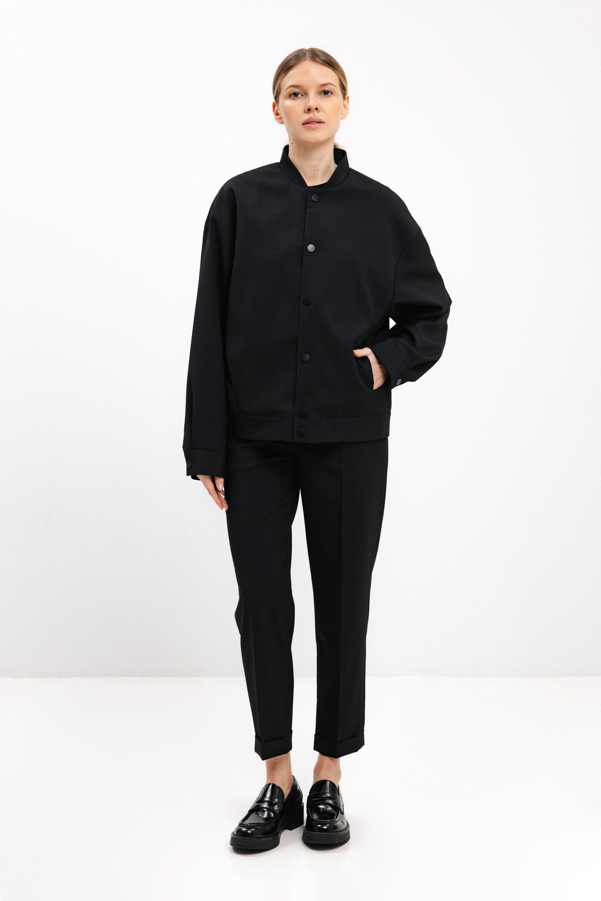 UNISEX BLACK BOMBER JACKET