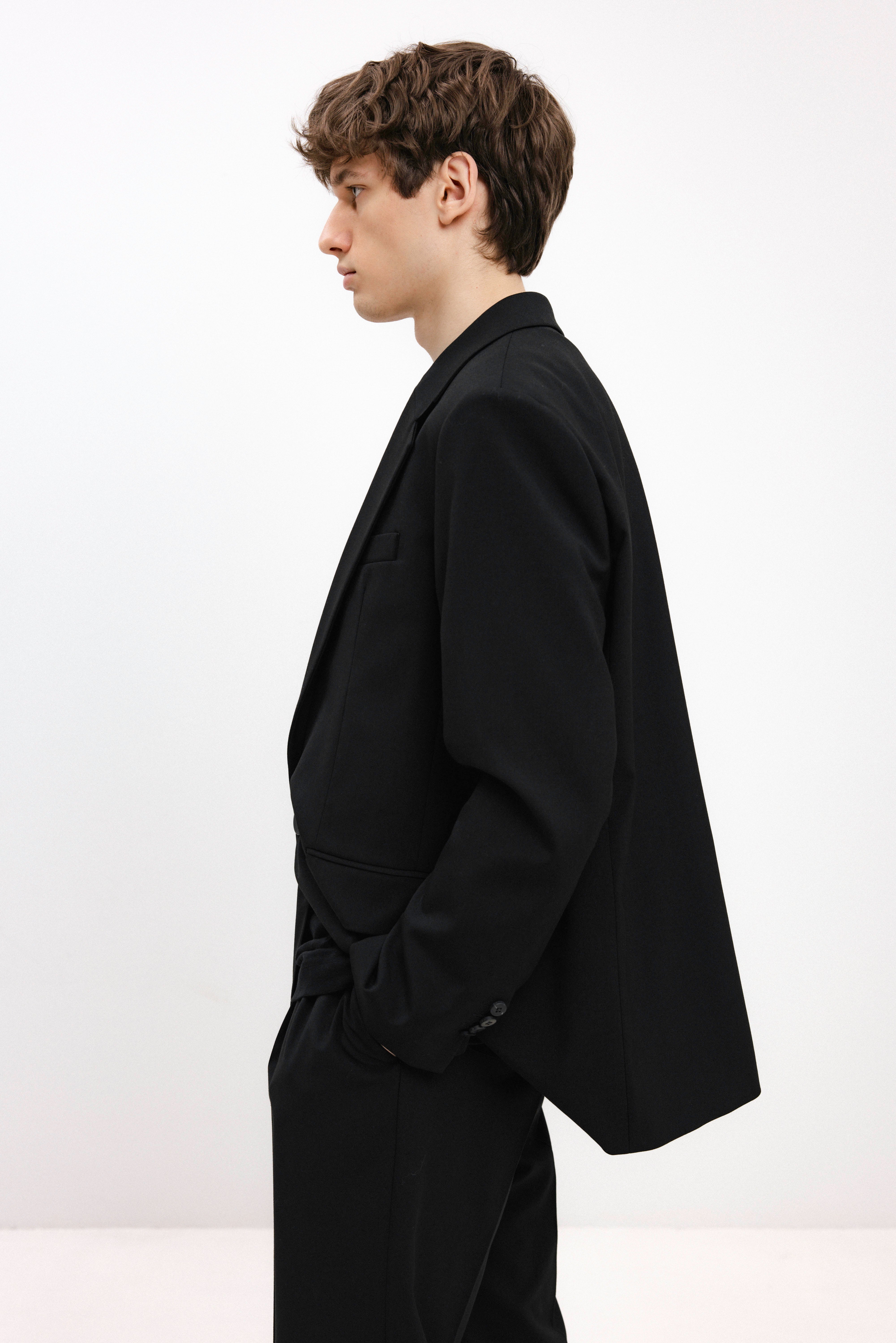 UNISEX BLACK SINGLE-BREASTED BLAZER