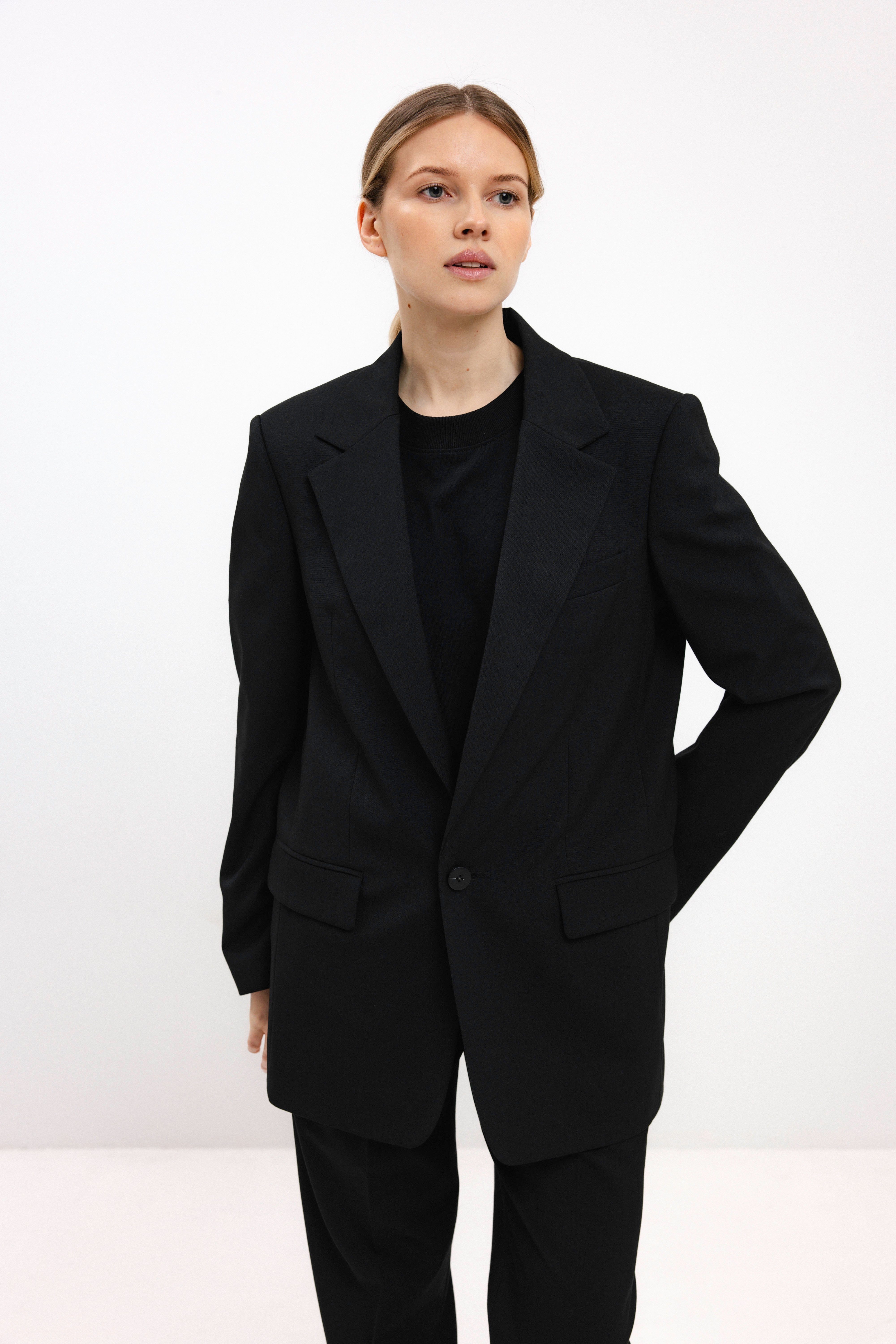 UNISEX BLACK SINGLE-BREASTED BLAZER