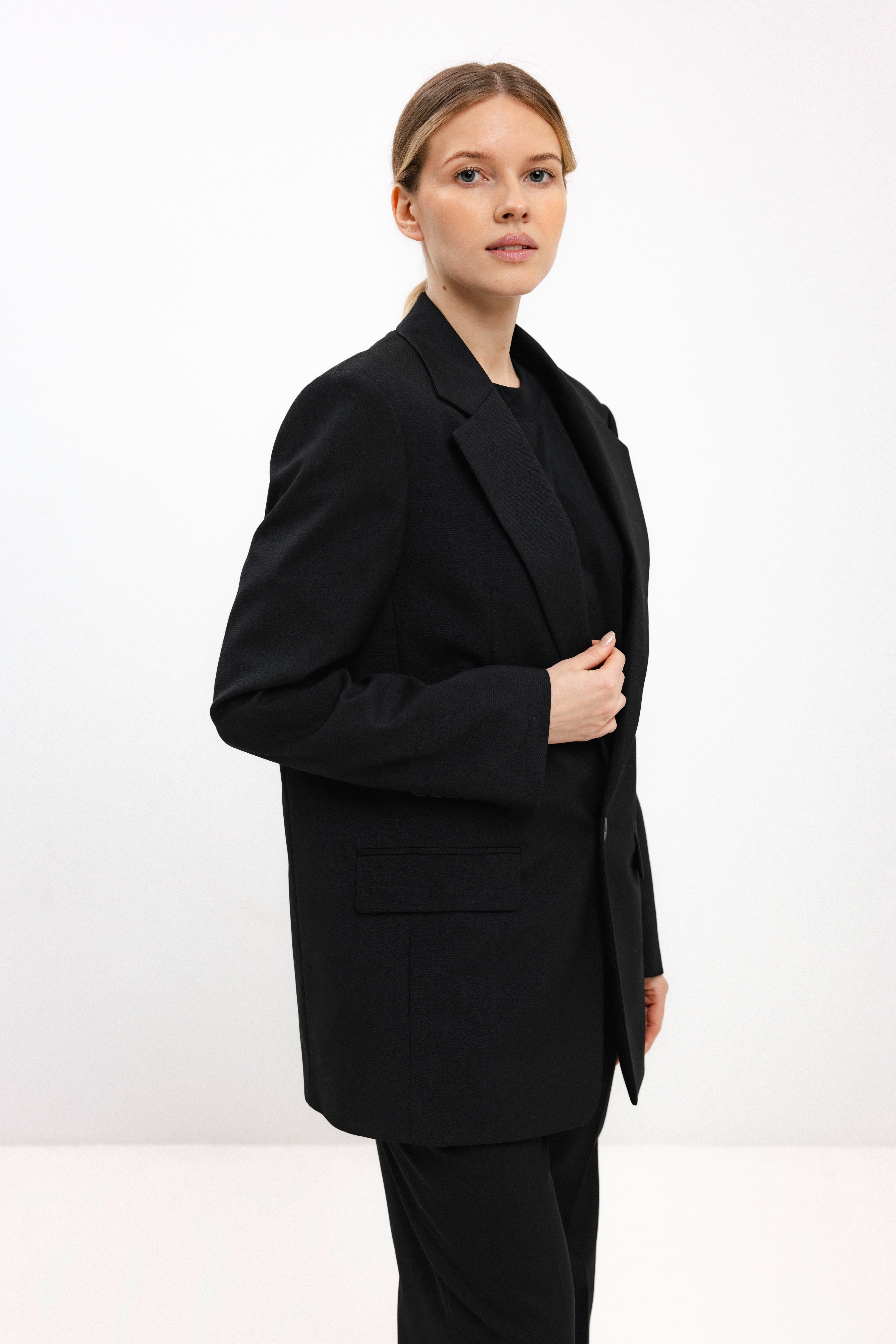 UNISEX BLACK SINGLE-BREASTED BLAZER
