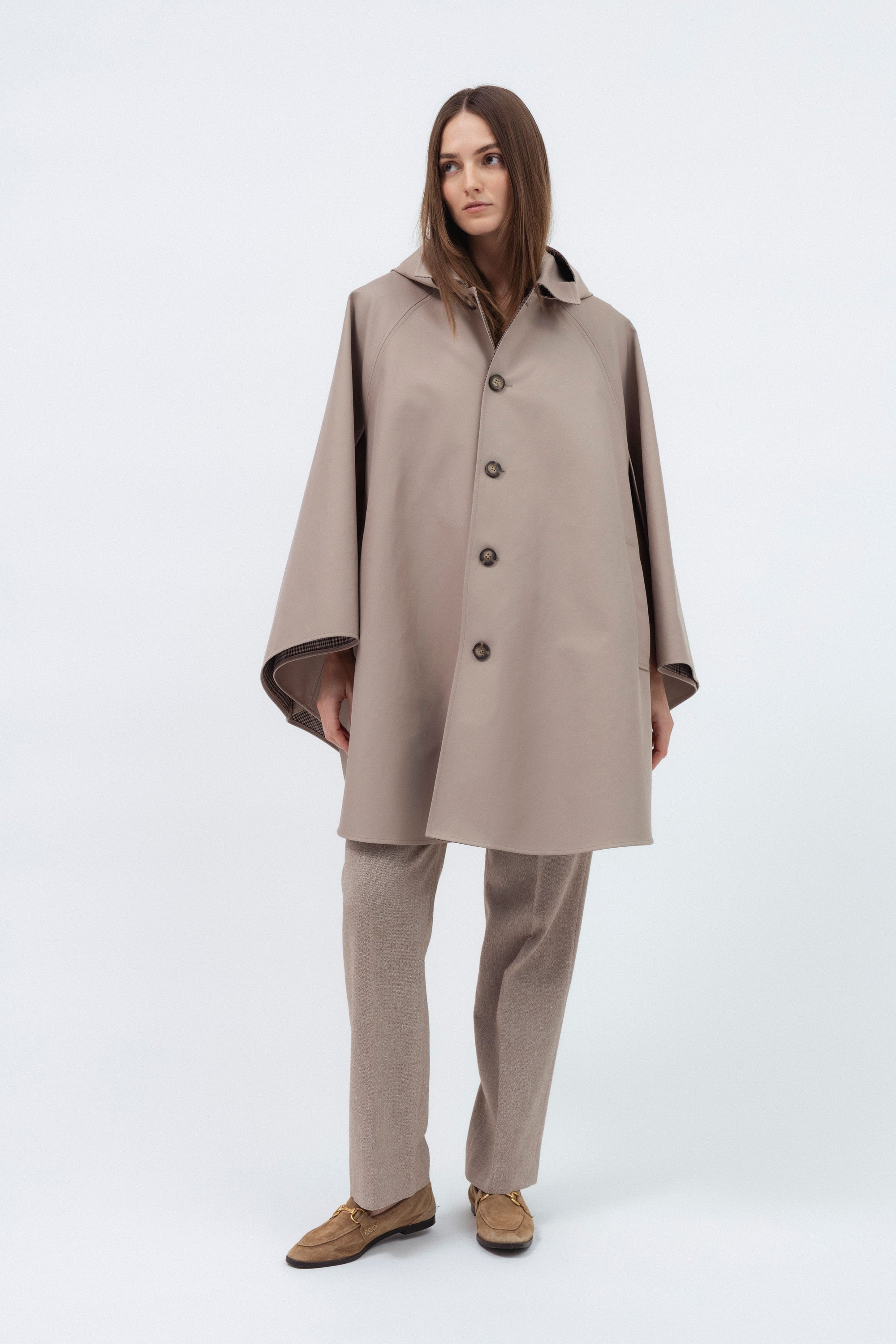 STONE UNISEX CAPE RAINCOAT WITH HOOD
