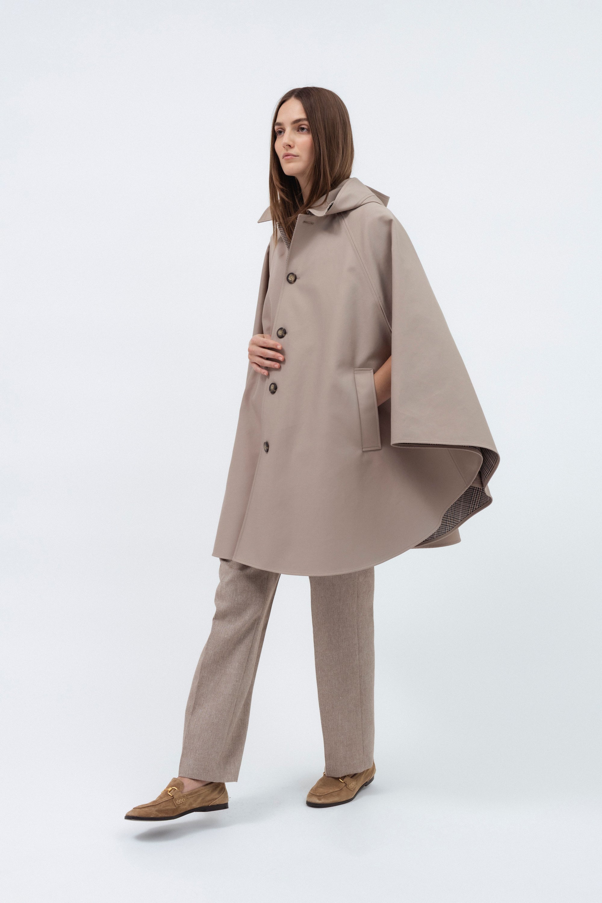 STONE UNISEX CAPE RAINCOAT WITH HOOD