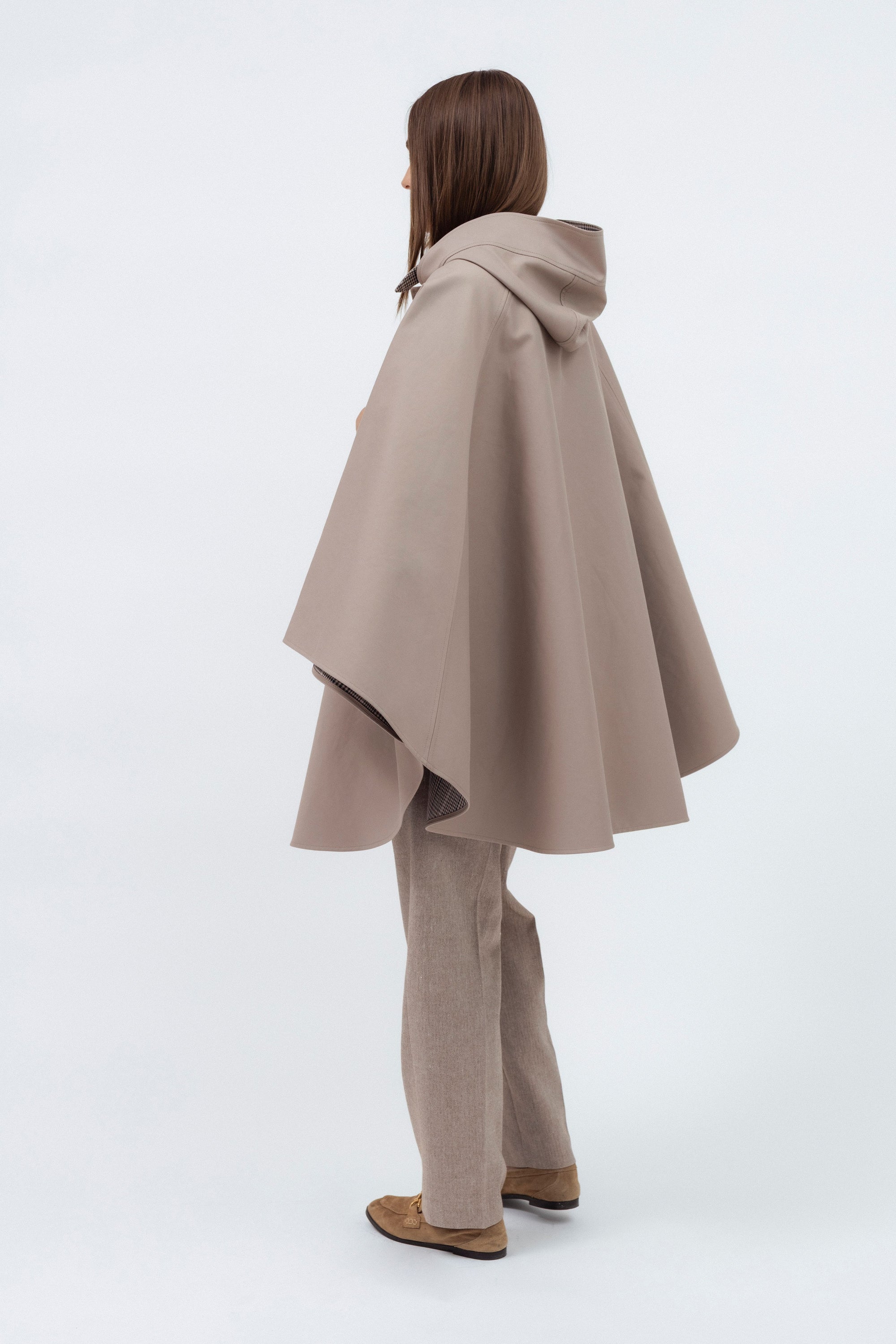 STONE UNISEX CAPE RAINCOAT WITH HOOD