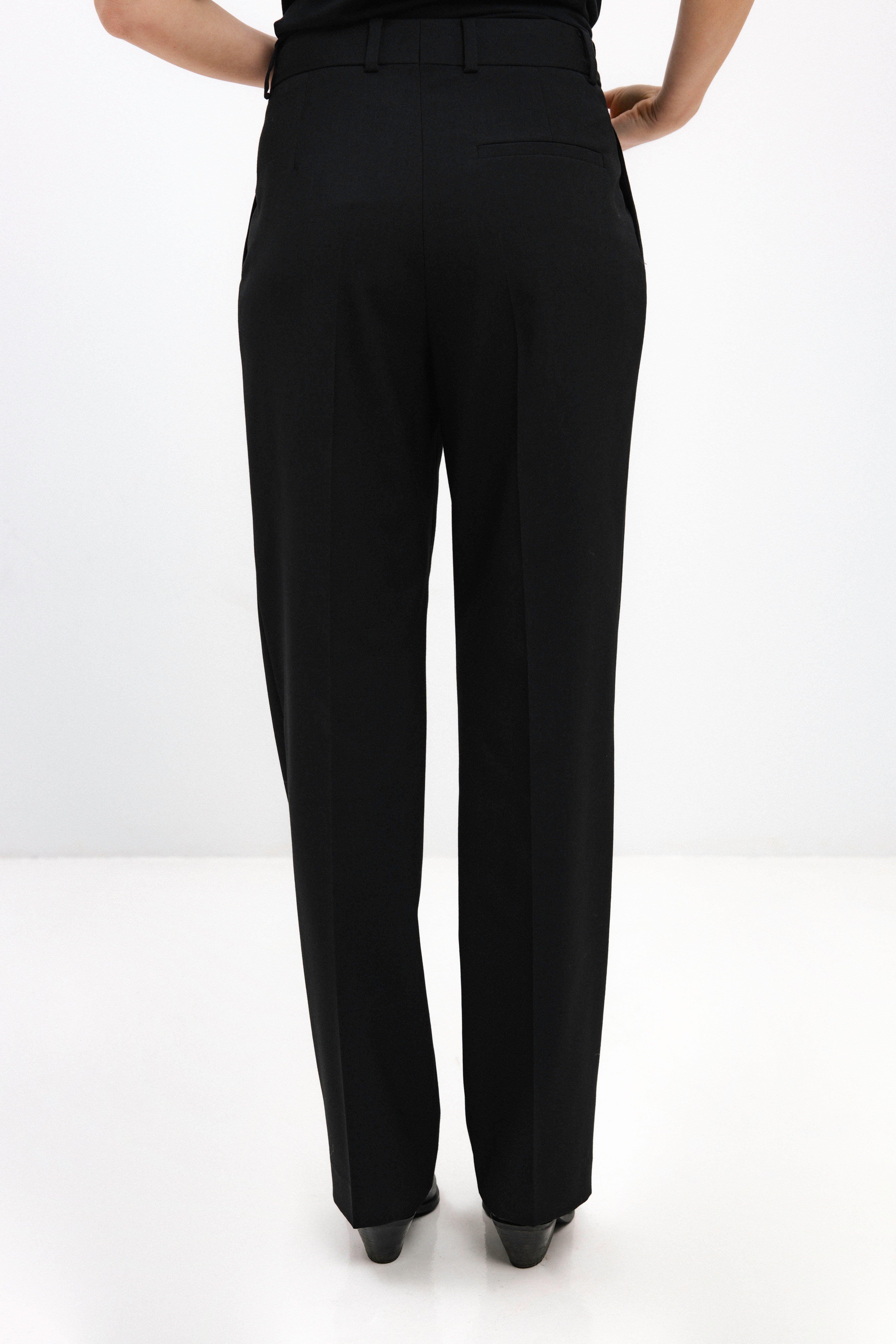 UNISEX BLACK STRAIGHT TROUSERS WITH PLEATS