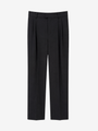Schwarze Unisex-Hose mit geradem Bein und Bundfalten