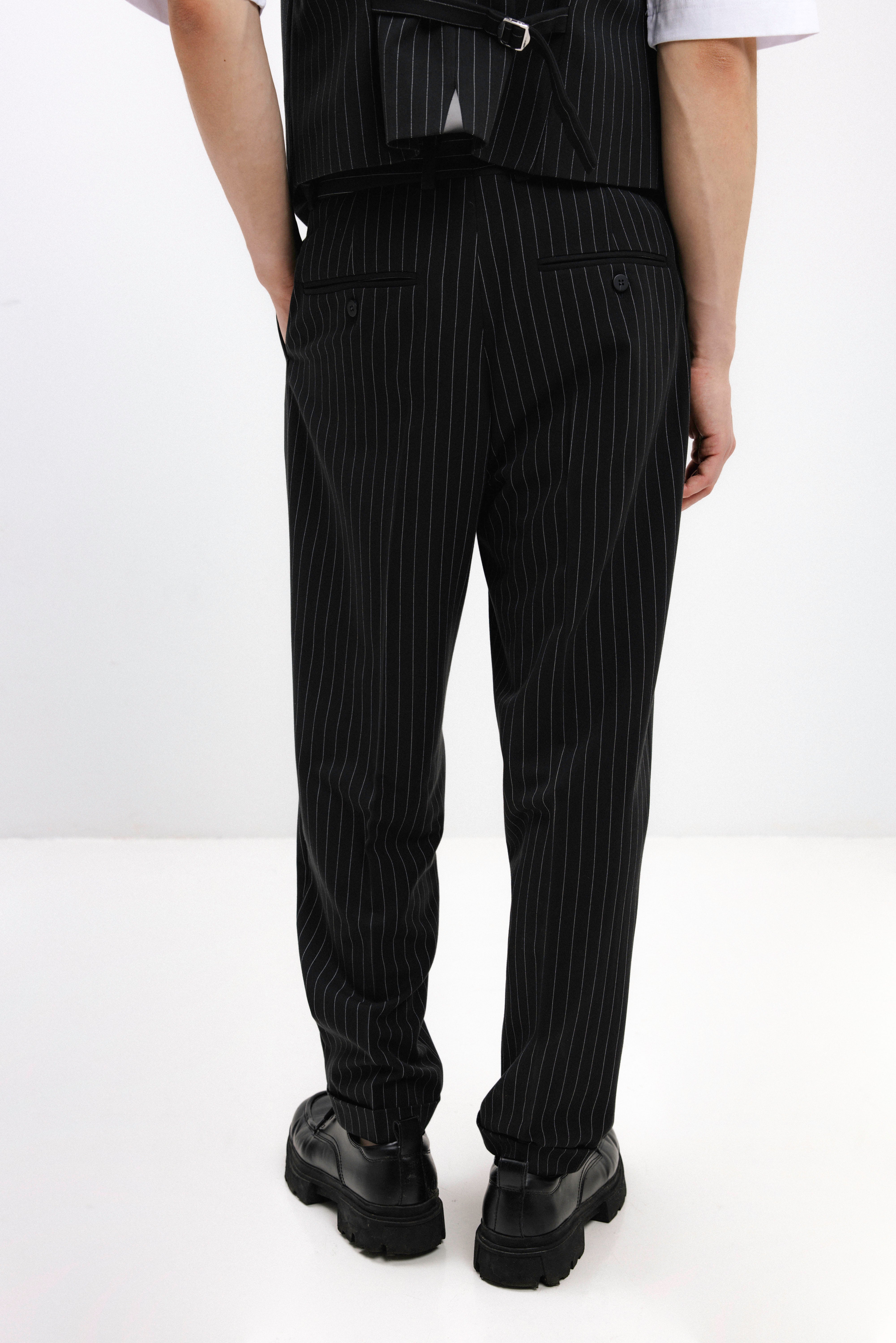 UNISEX STRIPED CROPPED TROUSERS WITH TURNED-UP HEMS