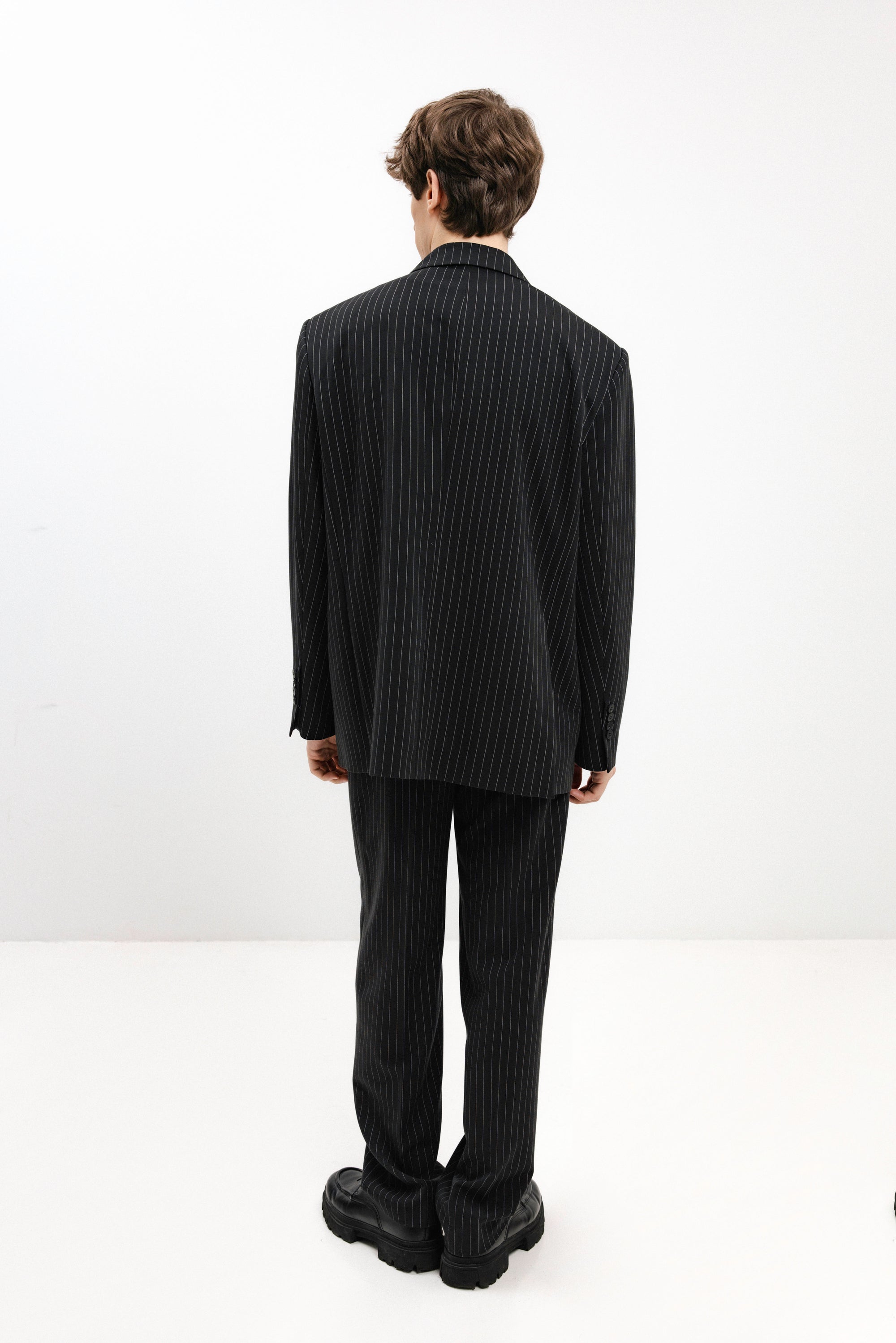 UNISEX STRIPED STRAIGHT TROUSERS WITH PLEATS