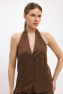 HALTER NECK VEST IN NUT BROWN