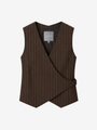 DARK BROWN PINSTRIPE WRAP VEST WITH WOOL