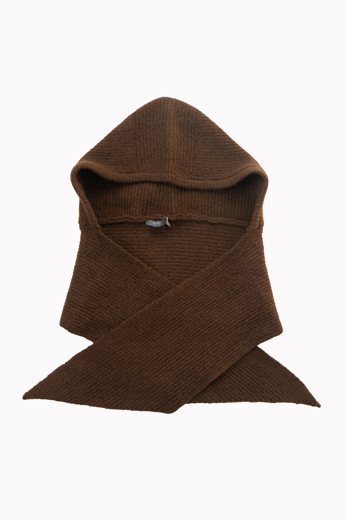 BRAUNER GESTRICKTER SCHAL MIT KAPUZE