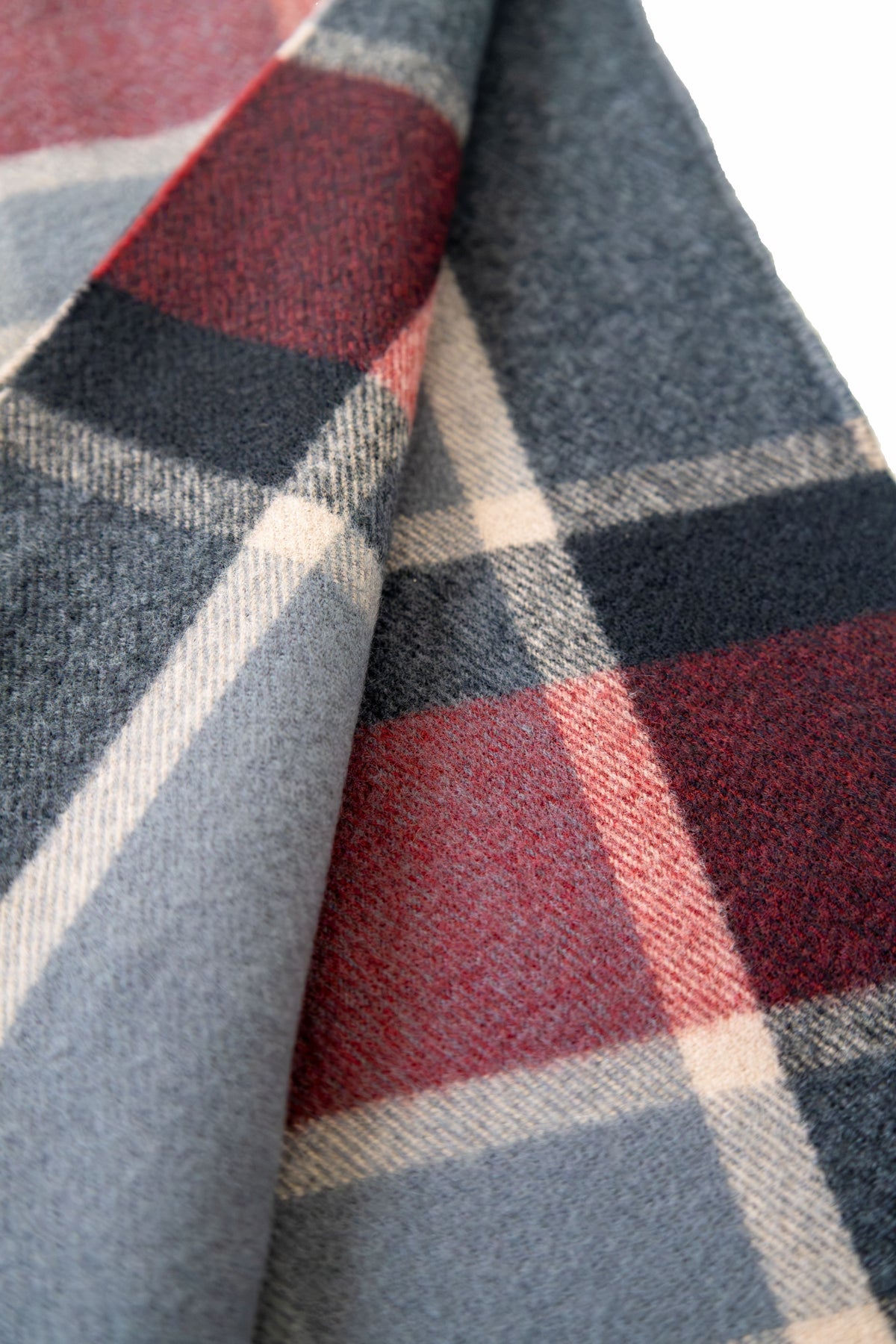 BURGUNDY &amp; GREY CHECKED VISCOSE SCARF