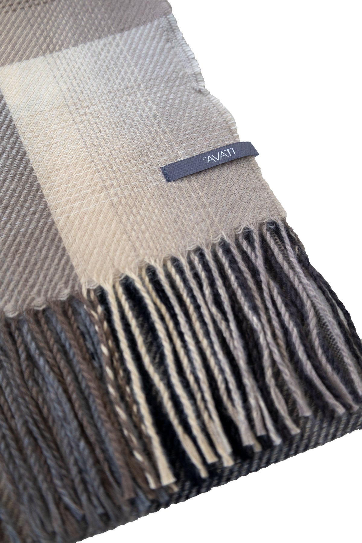 BEIGE-TONED CHECKED WOOL-BLEND SCARF