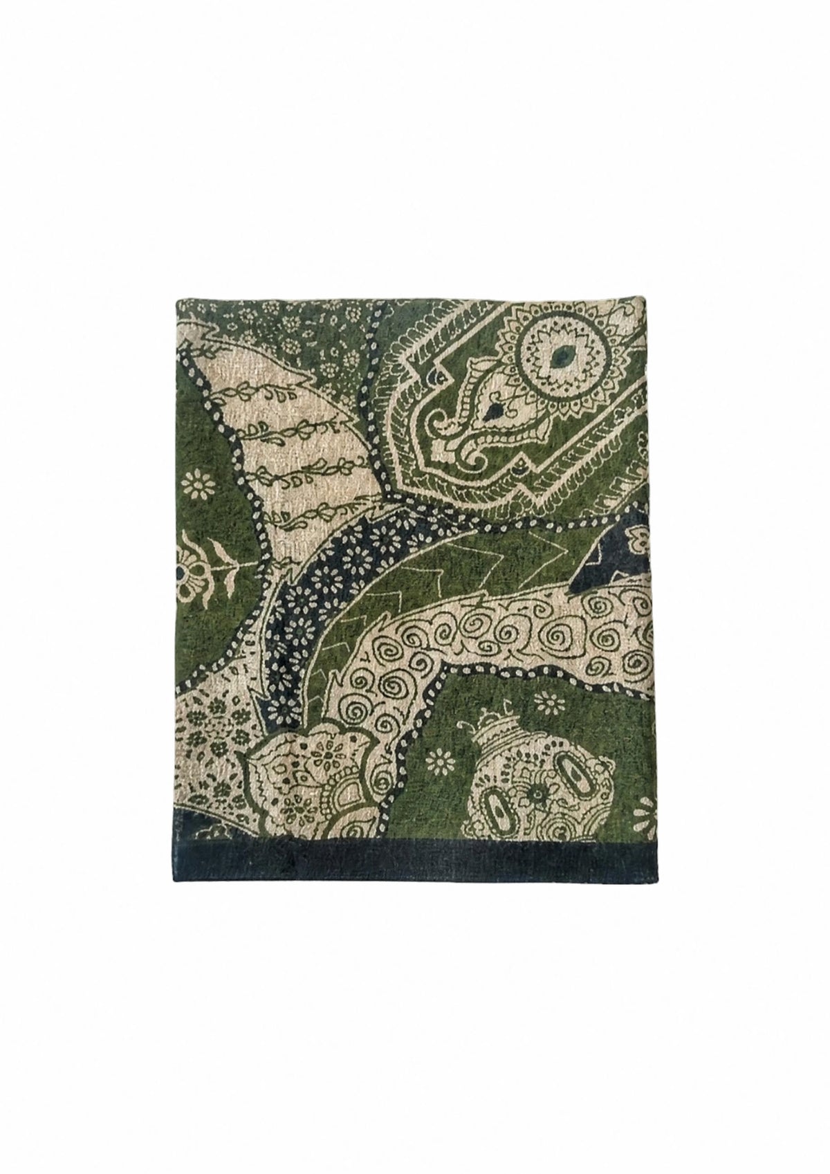 GRÜNER WOLLSCHAL MIT PAISLEY-MUSTER