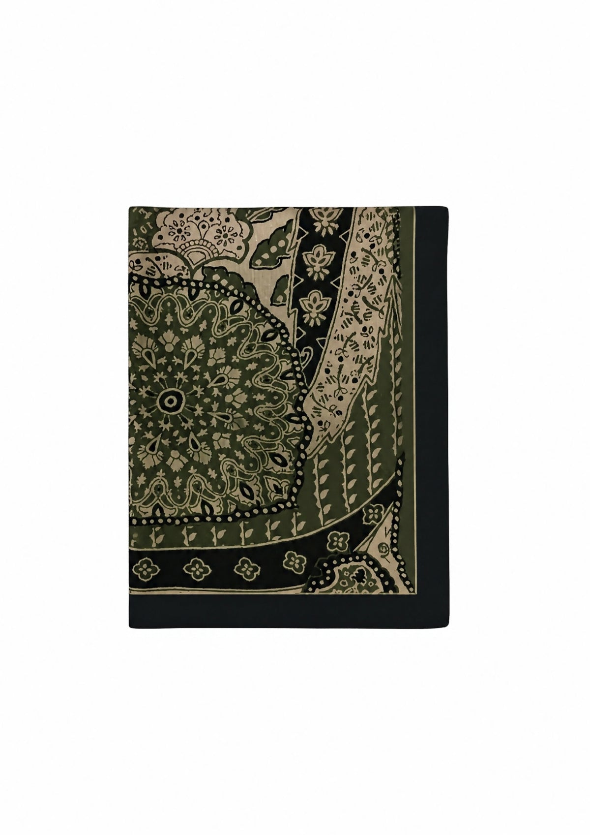GRÜNER WOLLSCHAL MIT PAISLEY-MUSTER