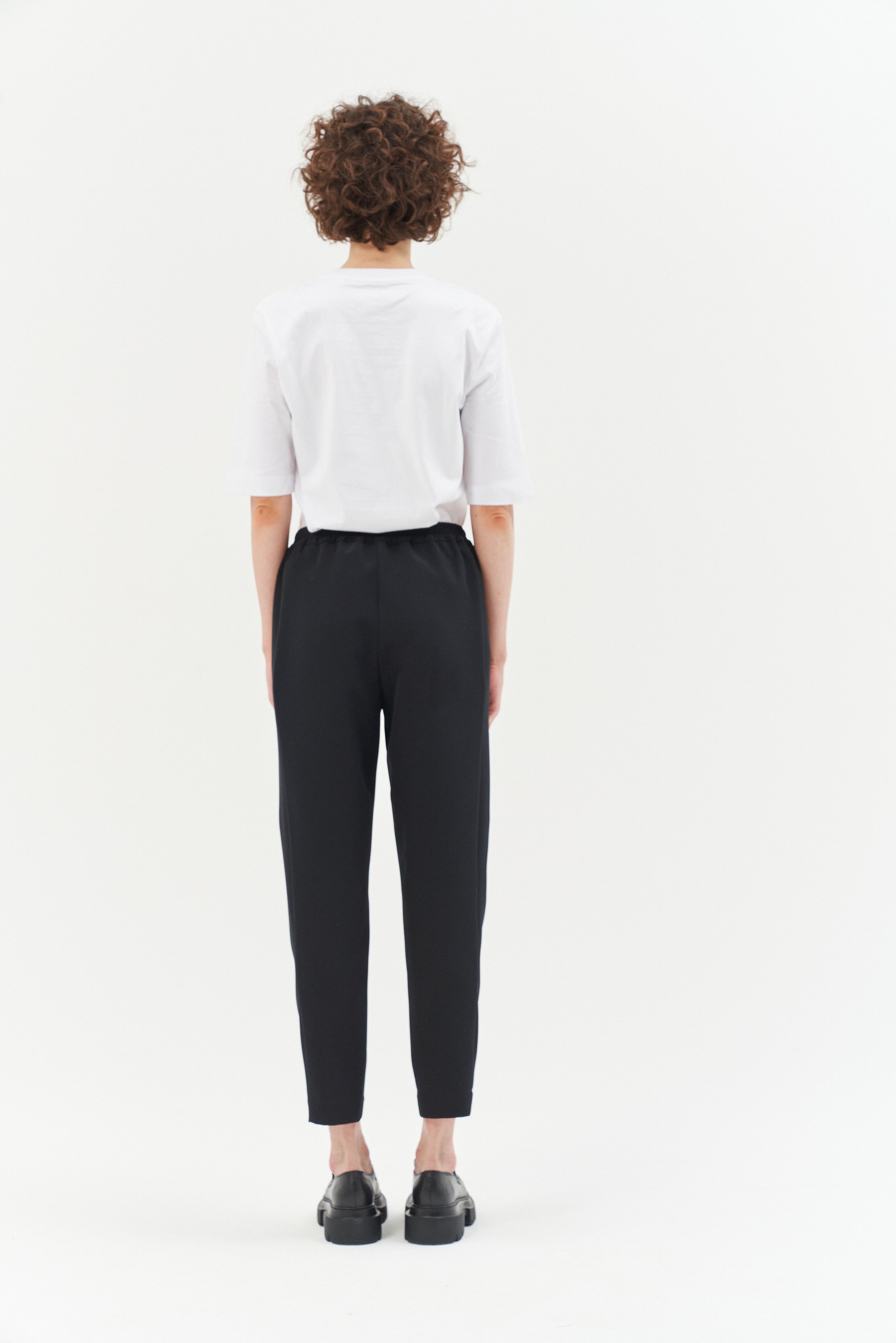 PULL-ON STYLE BLACK TROUSERS WITH LACES