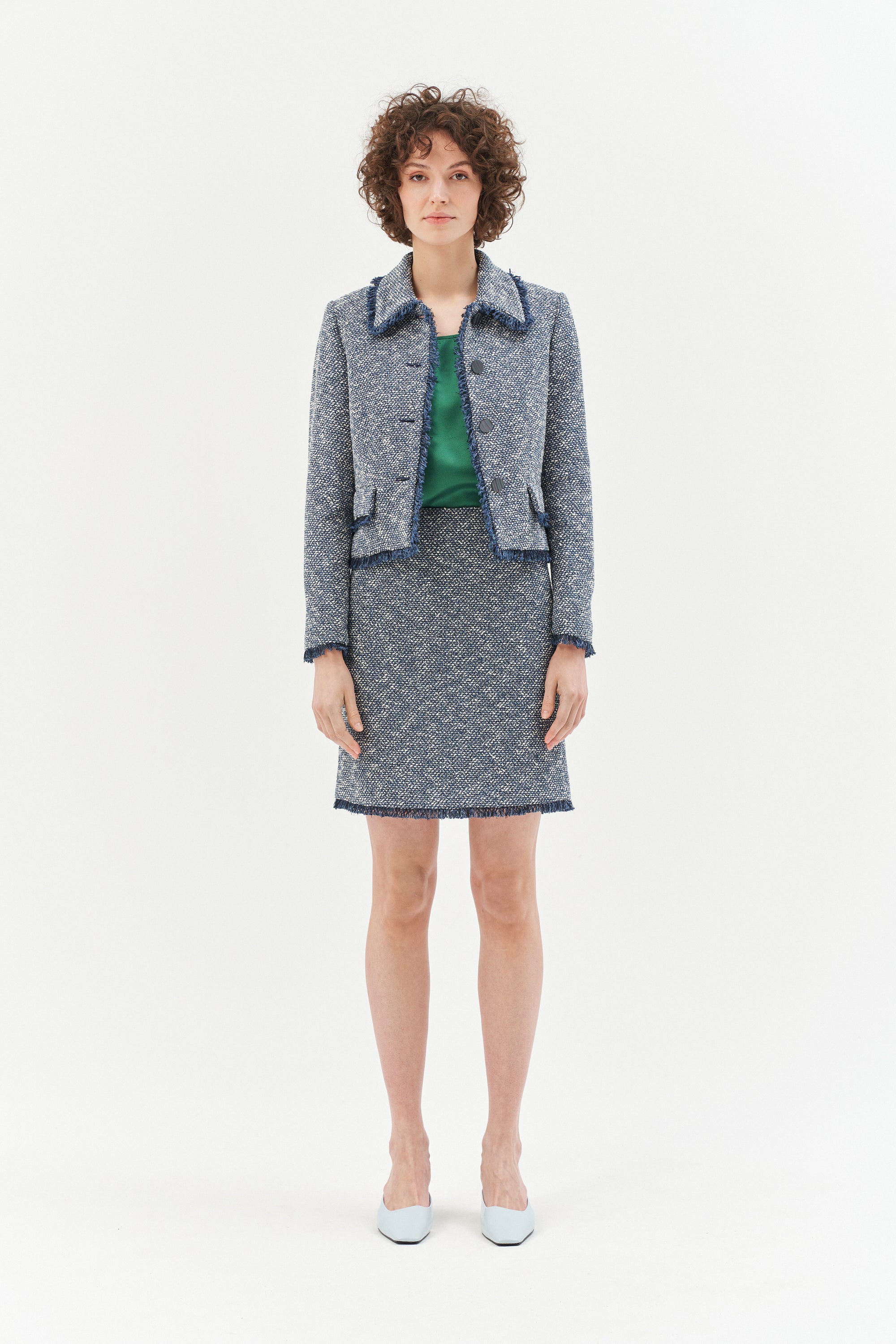 A TRAPEZE SKIRT BLUE