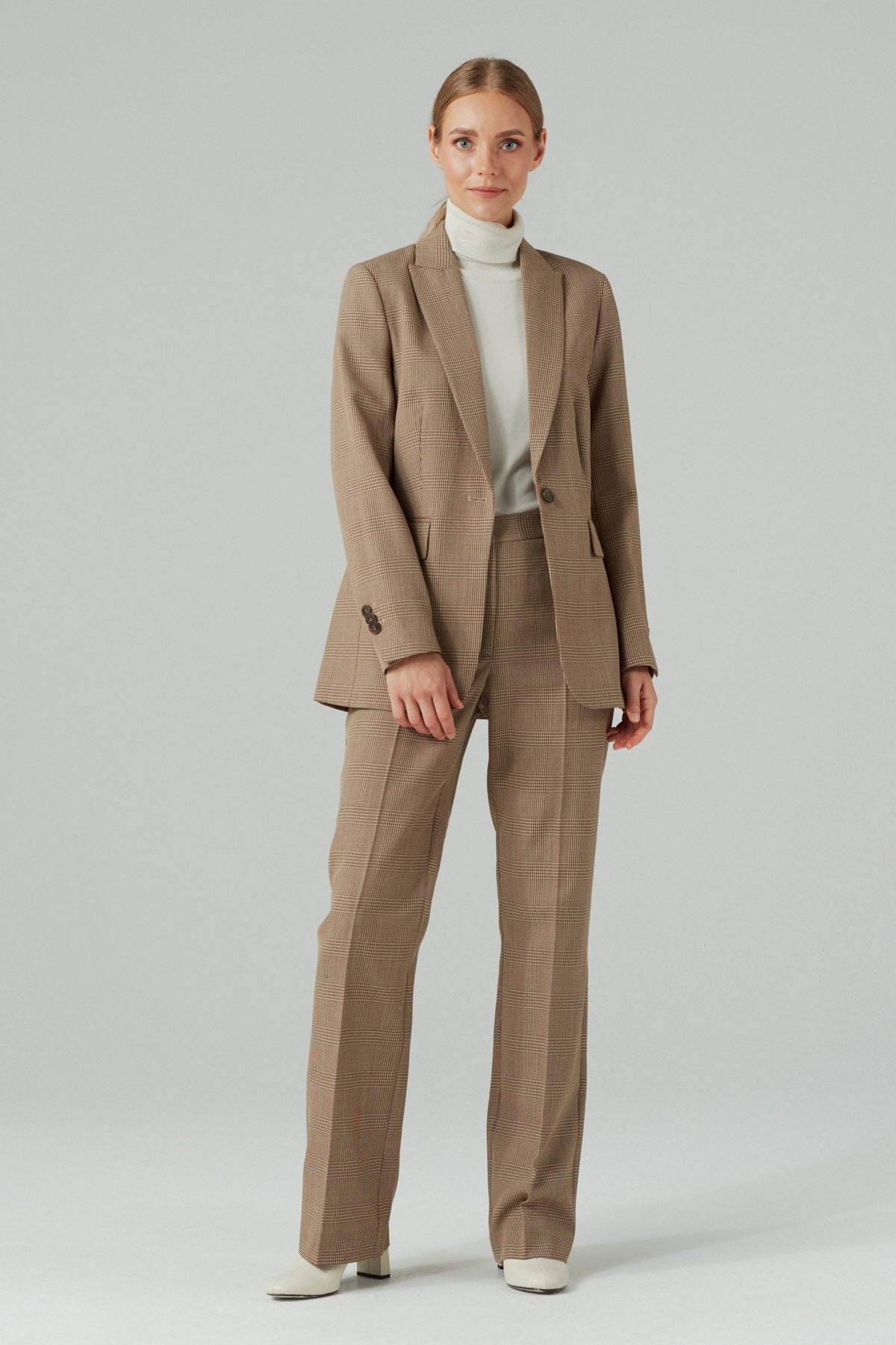 CHECKED WIDE LEG TROUSERS