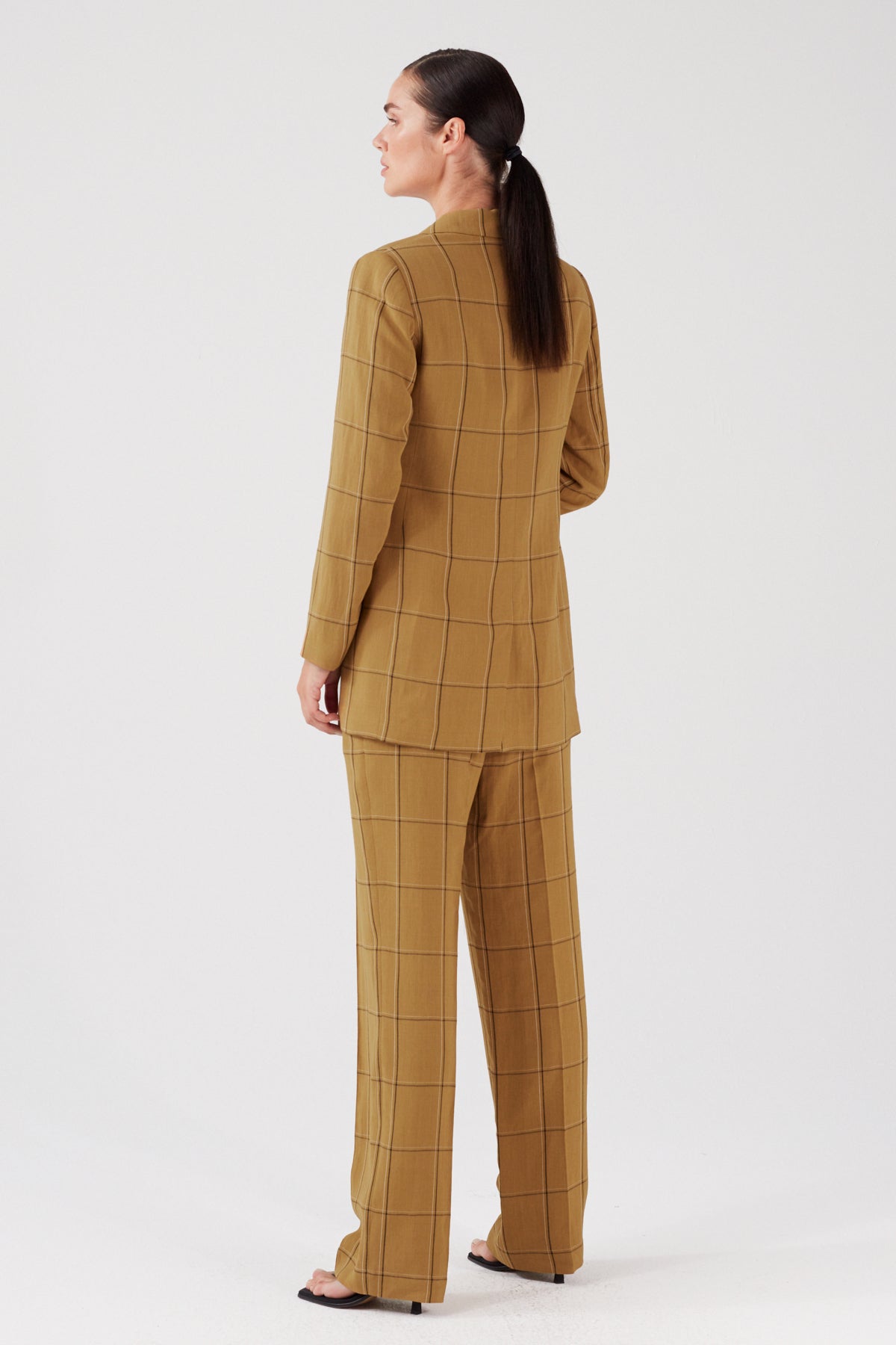 VISCOSE SINGLE BREASTED BLAZER IN CHECKS