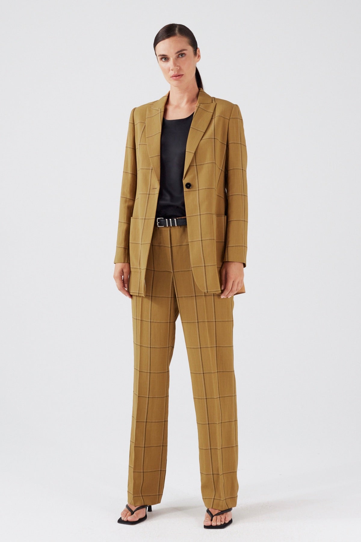 VISCOSE SINGLE BREASTED BLAZER IN CHECKS